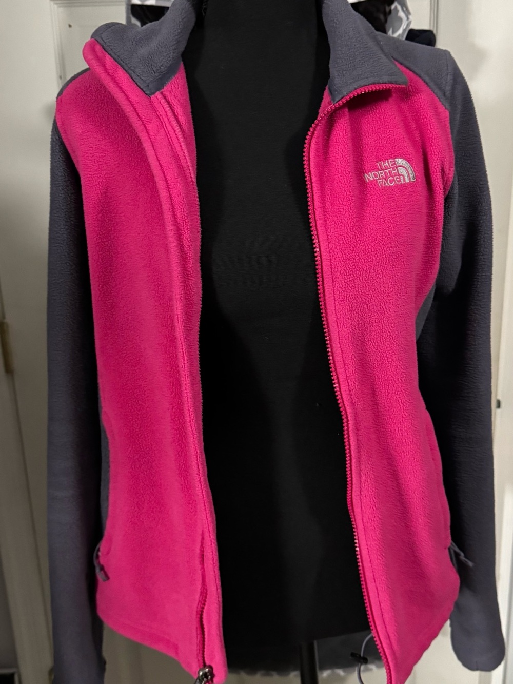 The North Face Women's Hot Pink and Gray Fleece Jacket